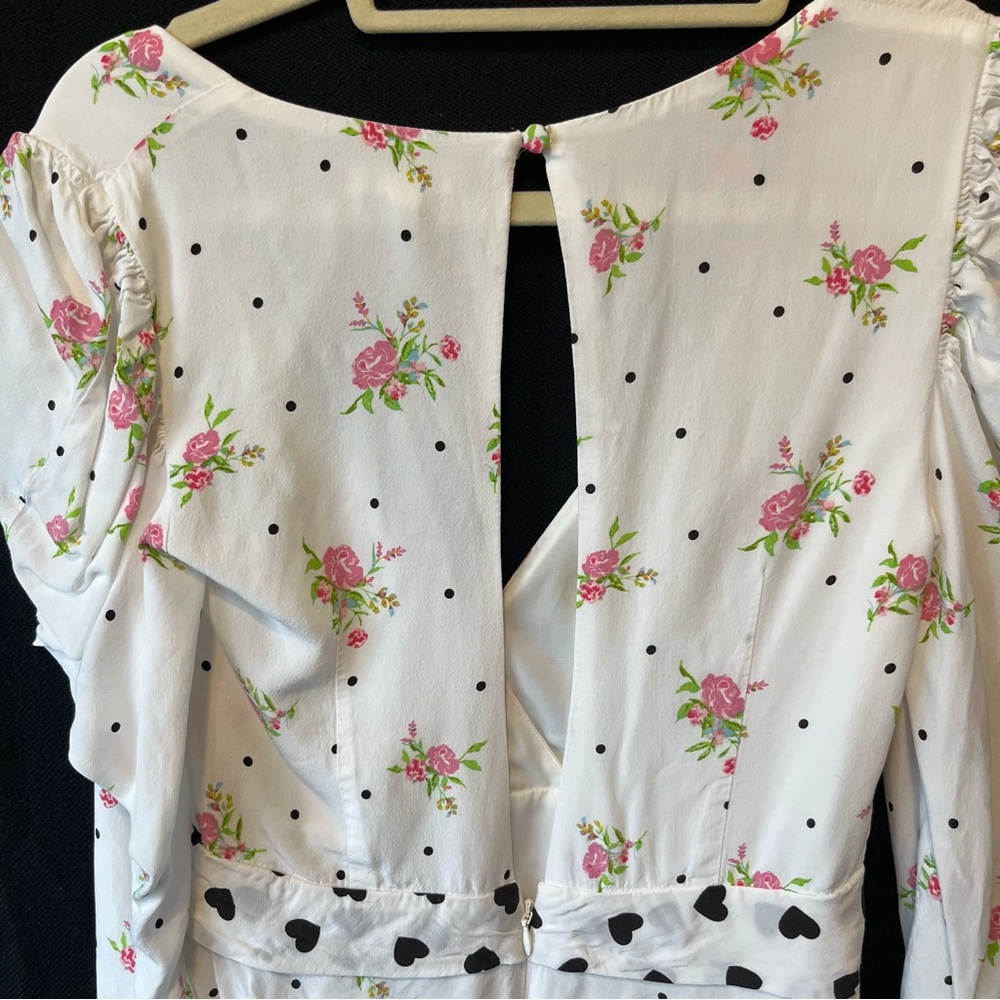 For Love and Lemons Mabel mini dress Small White floral Hearts Polkadots Womens - Picture 9 of 9